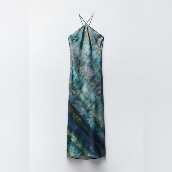 NWT Zara tie-dyed halter slip dress - Picture 1 of 4